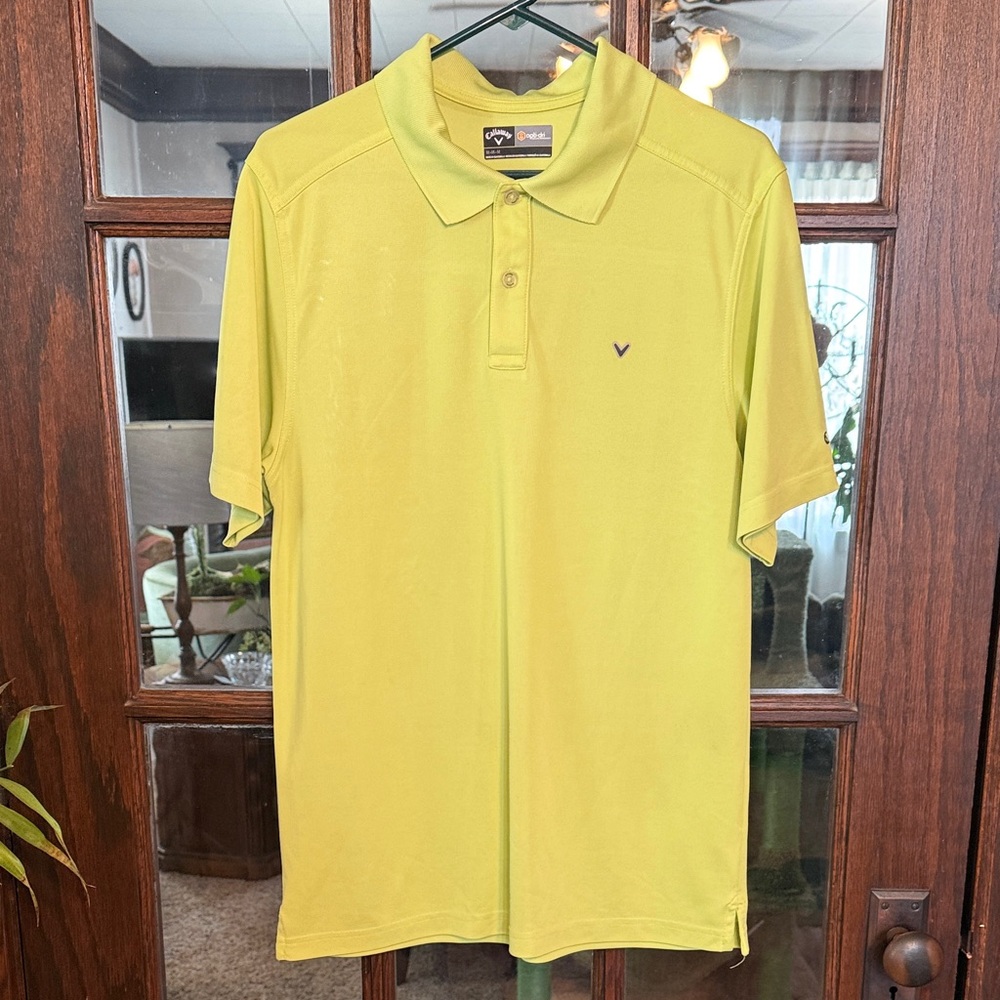 Callaway Opti-Dri Mens Golf Polo Shirt Lime Green Short Sleeve Size Medium